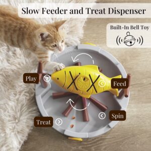 PetPals Interactive Cat Treat-Dispensing Cat Toy- 11"H, Dispensing, Small, Cat Puzzle Food Toy, Grilled Fish Toy