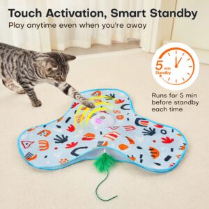 Hide and Seek Cat Toys, in-The-Cover Unpredicatable Moving Feather, Interactive Kitten Wand Toy